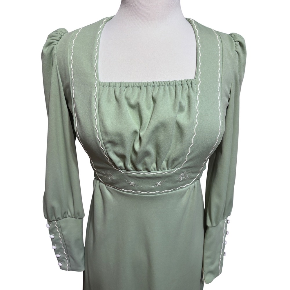 Mikey Jrs Maxi Dress Womens Sage Green Excellent Vintage Prairie Cottagecore